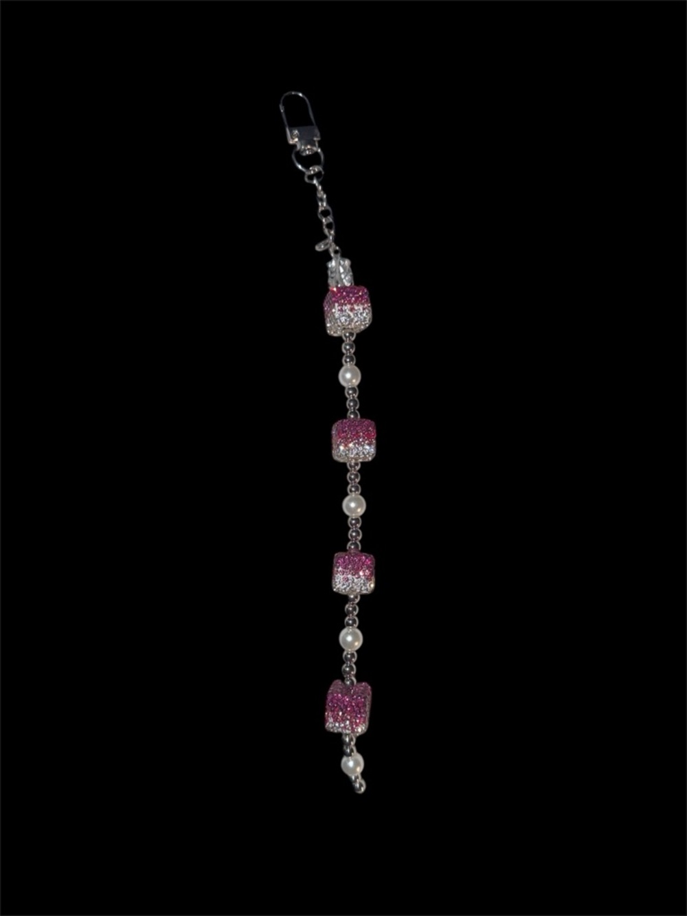 Women's Pink and Silver Beaded Purse Charm